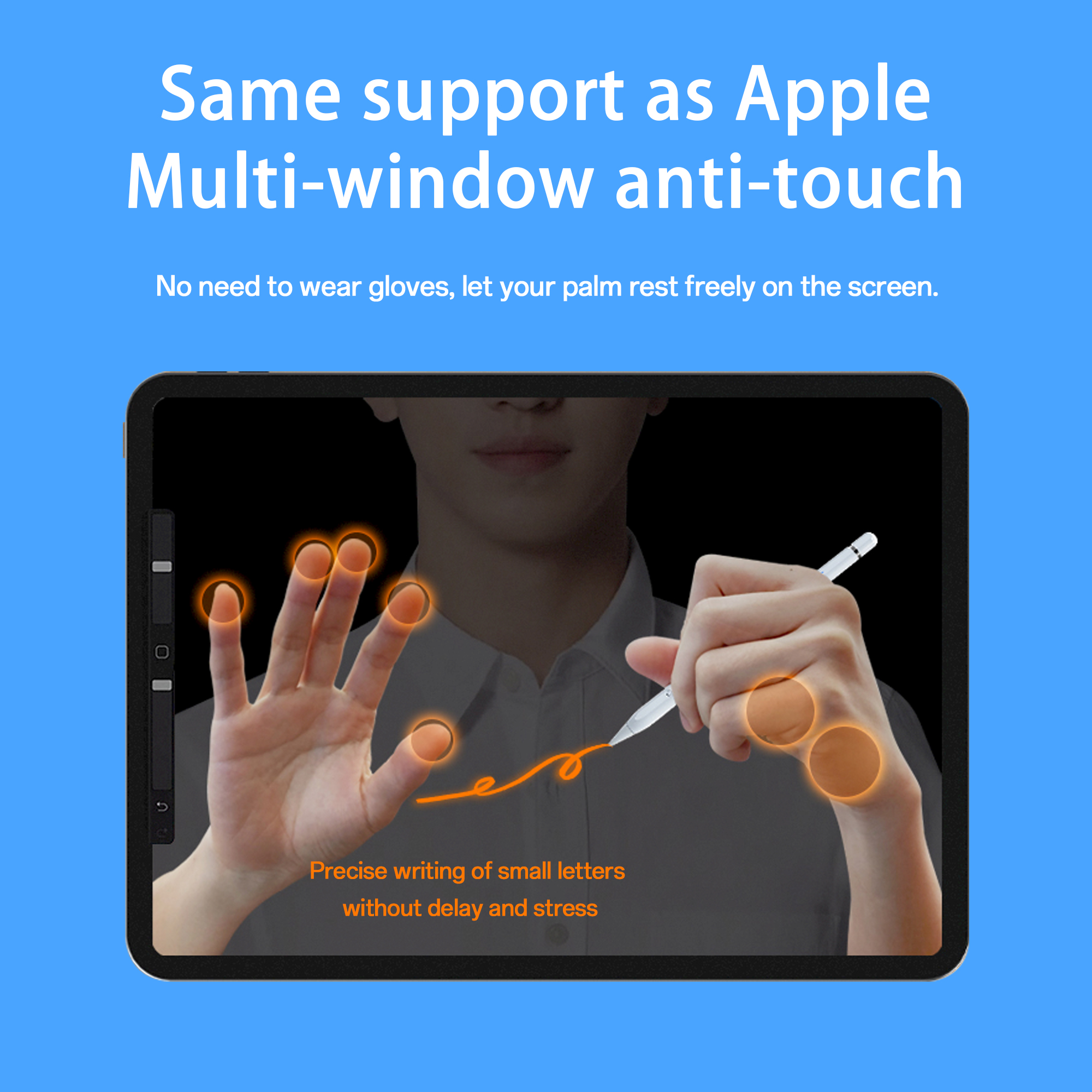 Stylus pen writing on an iPad screen