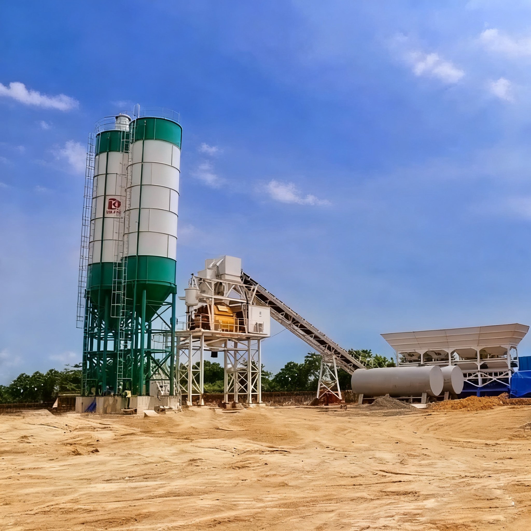 Concrete mixing plant delivered with complete support scope including batching station, conveyors, metering systems and control room