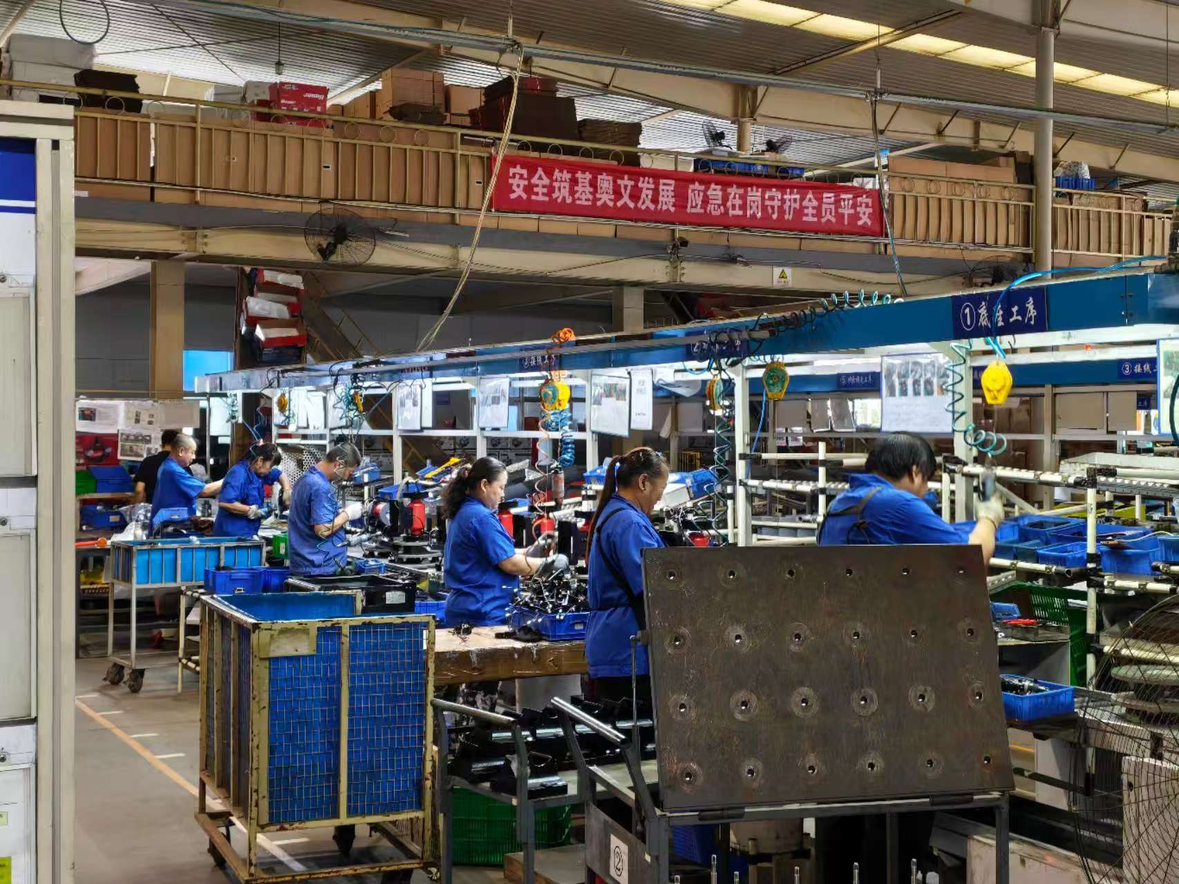 Bench grinder production line in the manufacturer's facility