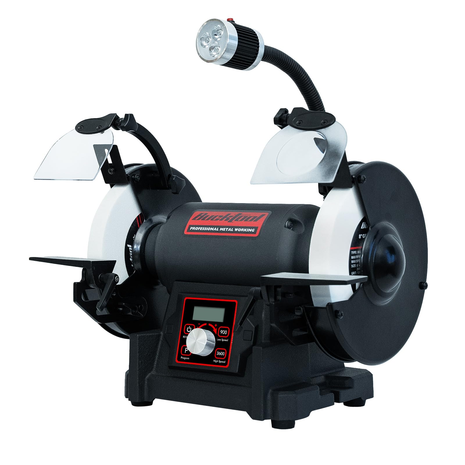 8-inch VFD variable speed bench grinder with adjustable speed from 900 to 3600 RPM