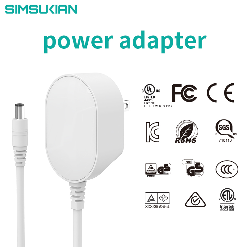 White 36W 24V power adapter housing with fire-retardant PC enclosure