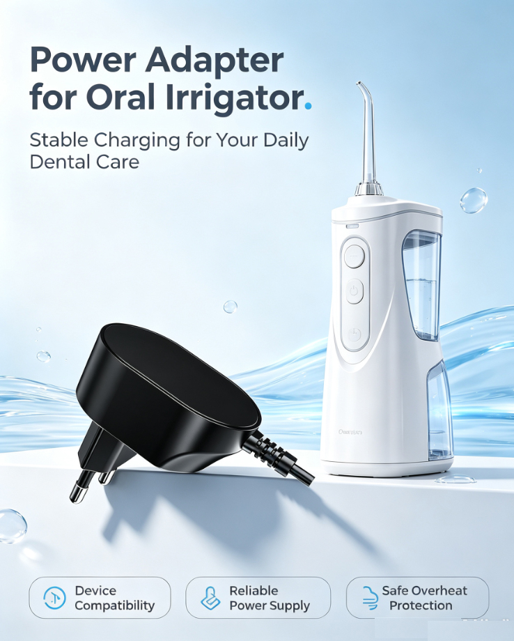 Water flosser powered by a stable 12V adapter