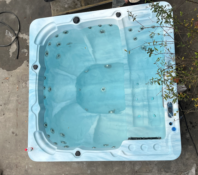 Blue 6-person massage bathtub