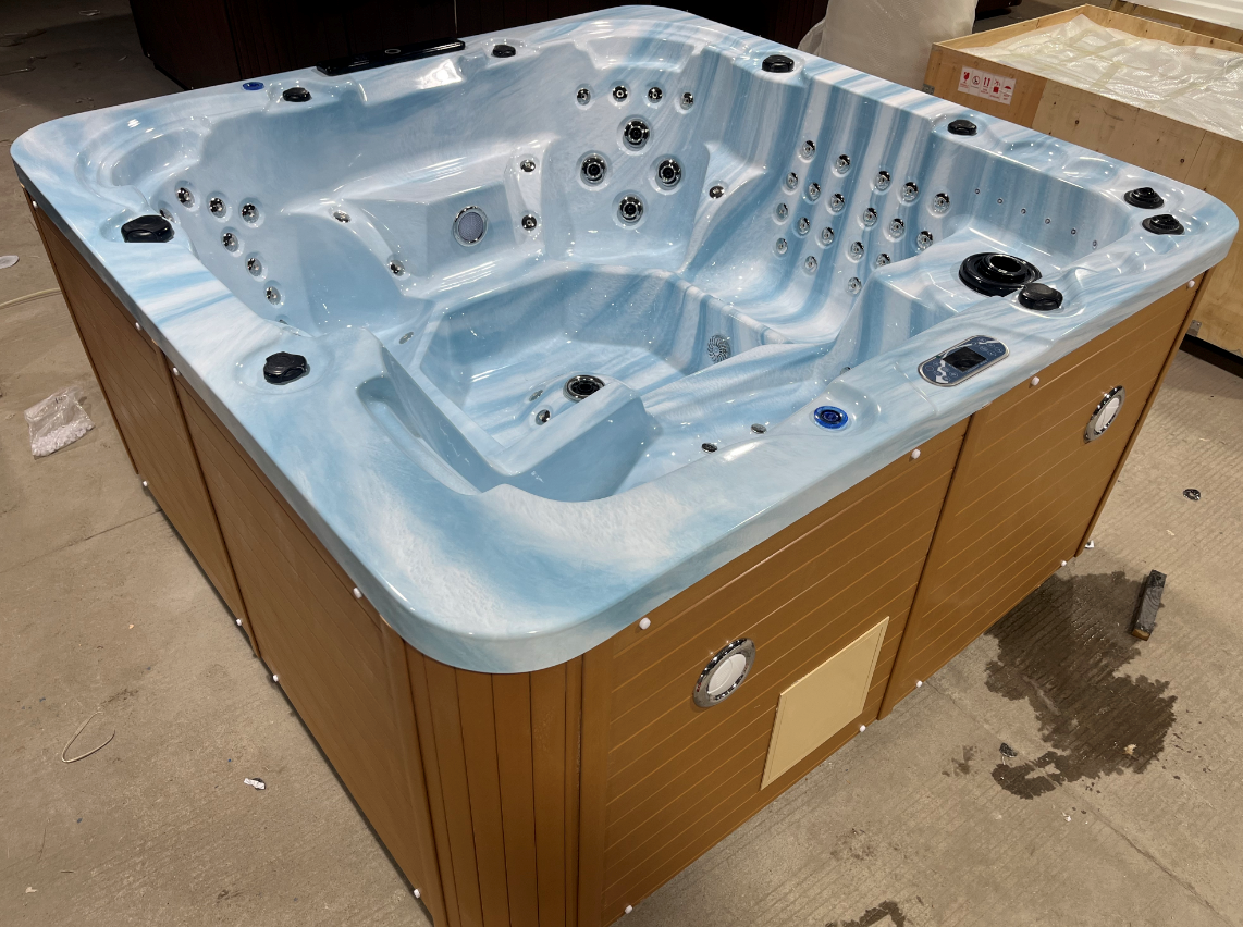 blue 5-person massage bathtub