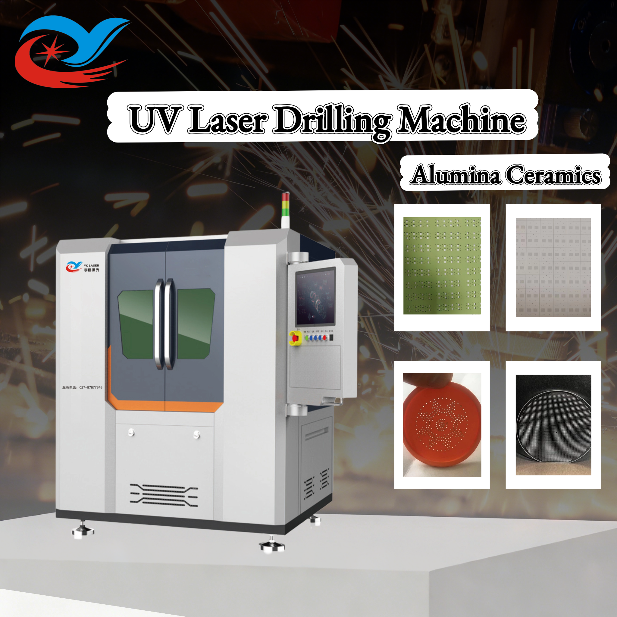 Alumina ceramics UV laser drilling machine with vision positioning