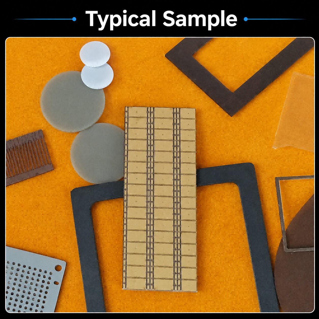 Laser-cut substrate sample produced on a high precision laser cutting machine