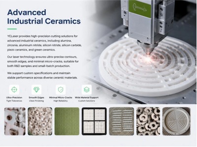 Advanced industrial ceramic components processed on a high-precision laser cutting machine