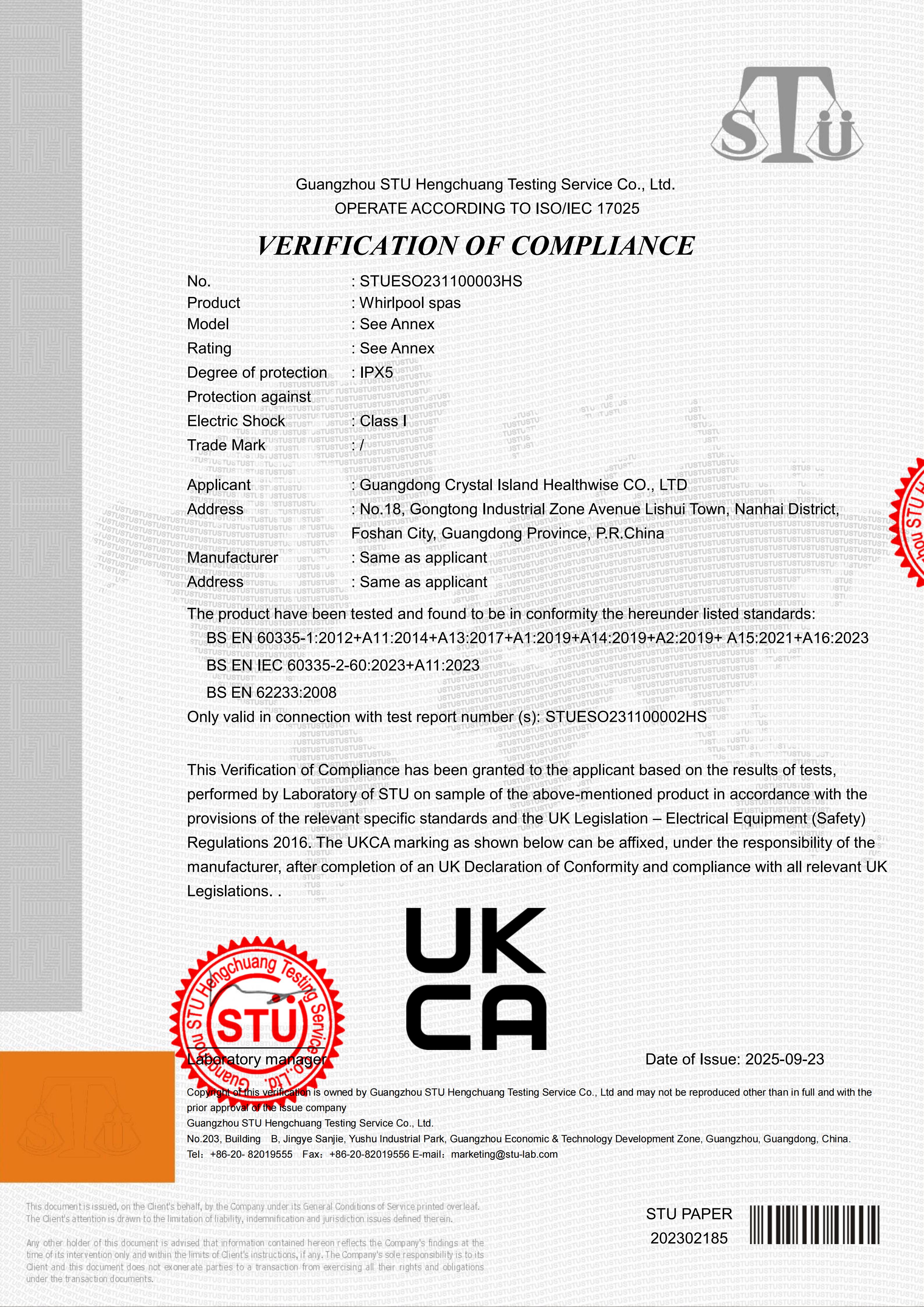 Verification of Compliance