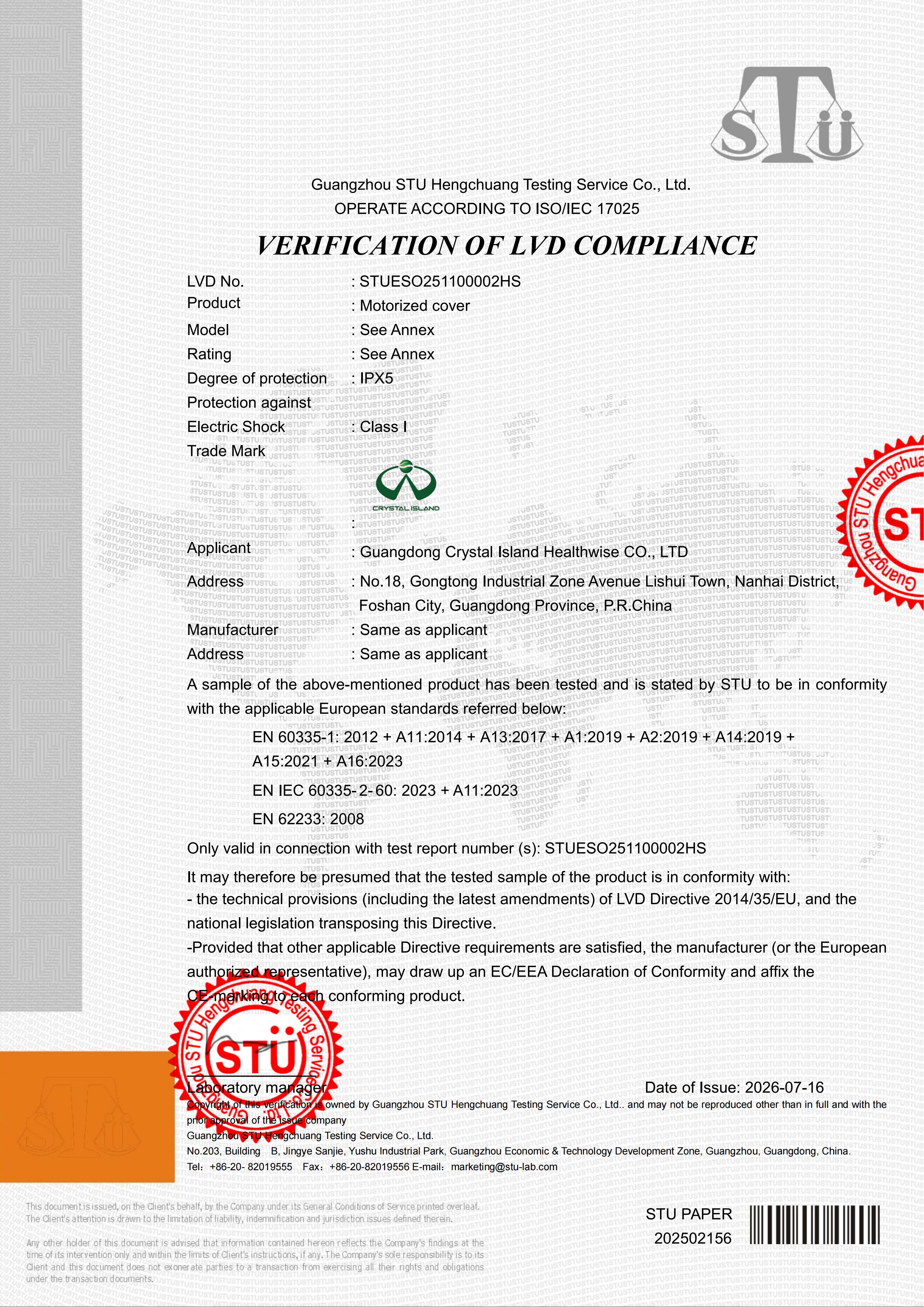 Verification of LVD Compliance