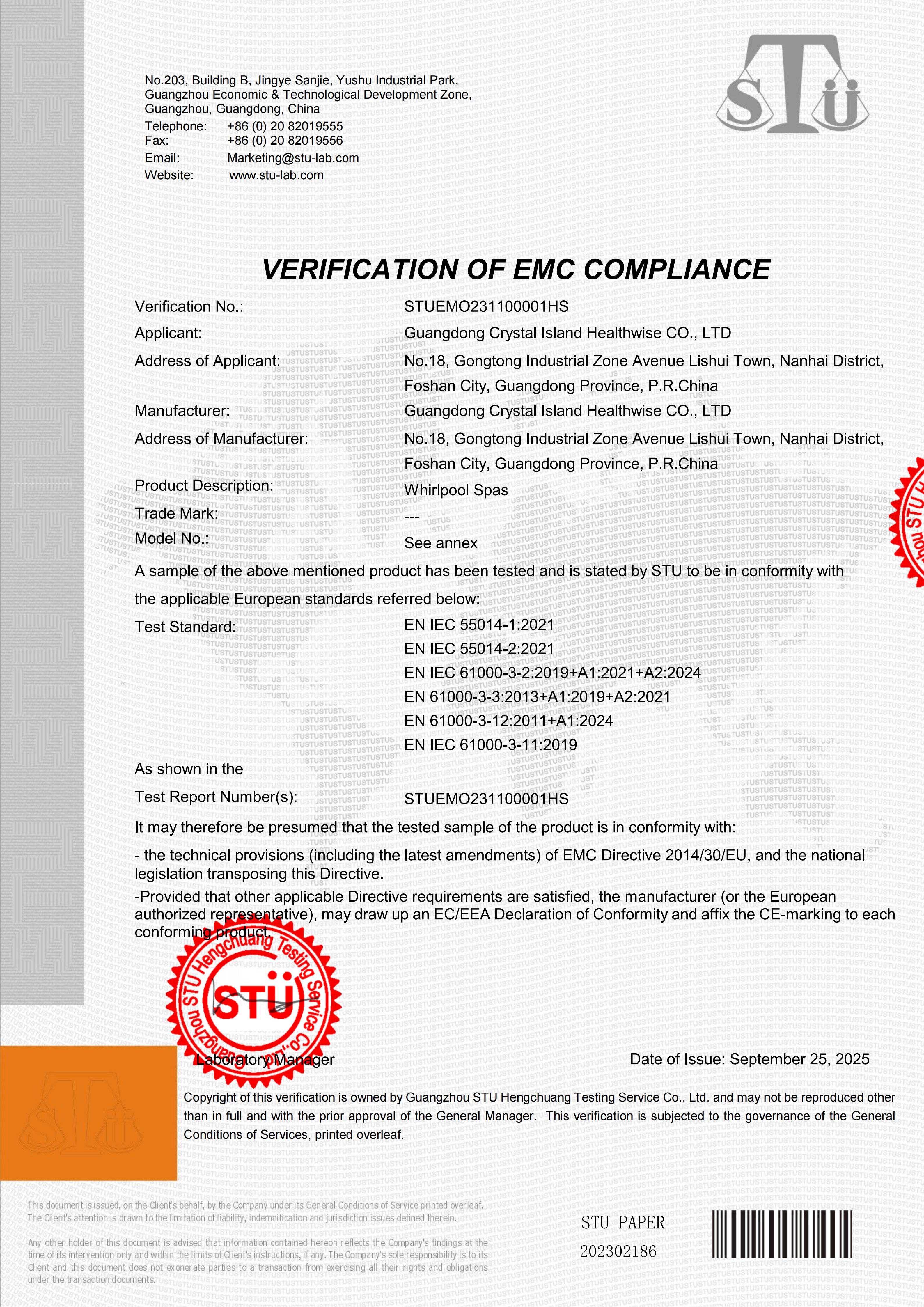 Verification of EMC Conformity