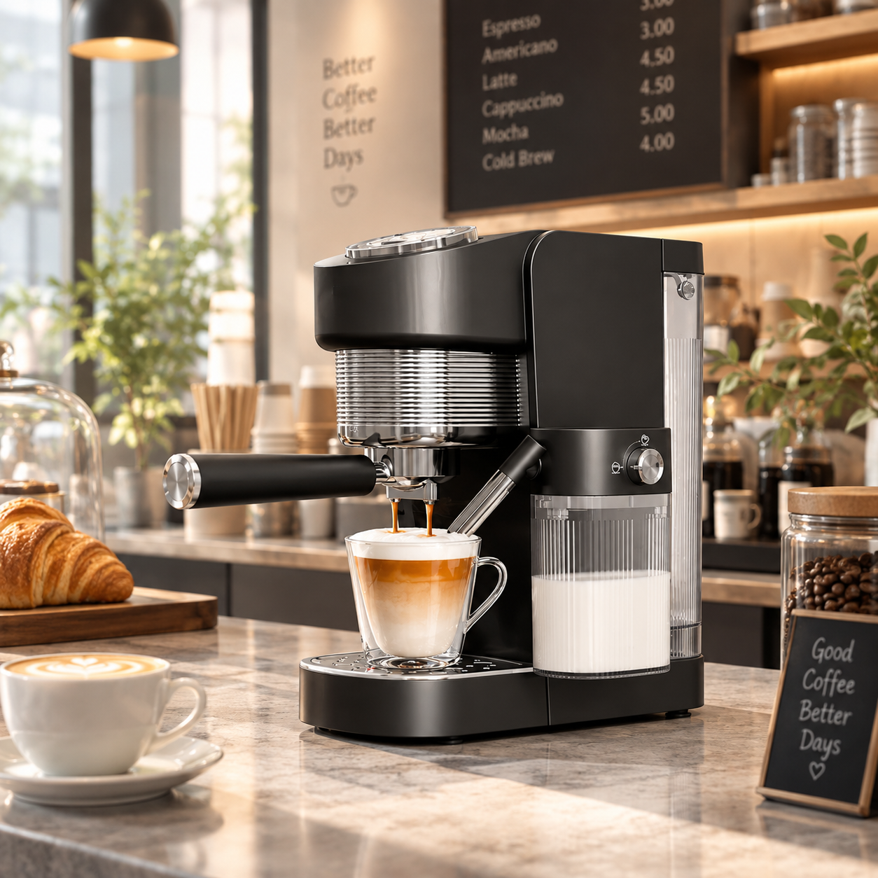 Semi-automatic espresso machine in a cafe application setting for CM-G03A PRO MAX