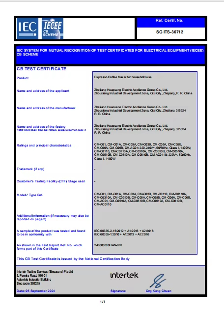 CB Test Certificate