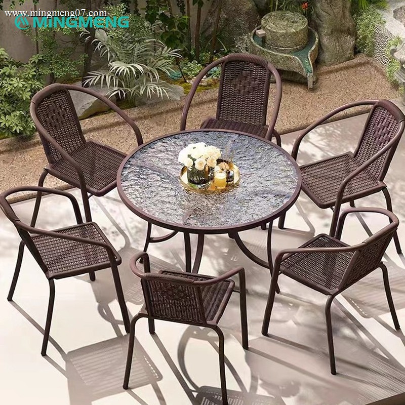 brown-wicker-patio-dining-set-round-glass-table-outdoor-furniture