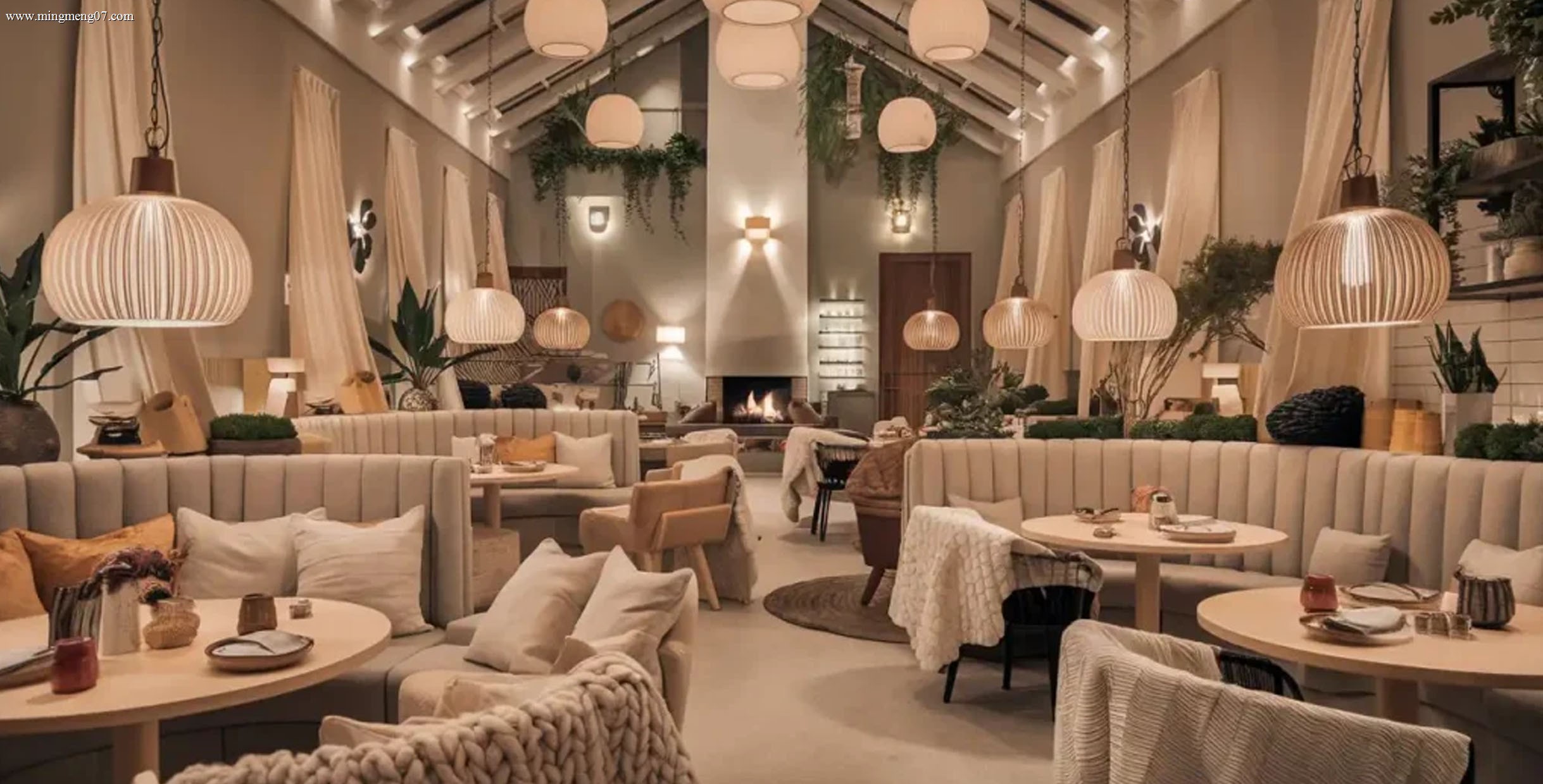 Restaurant sofa booth seating with upholstered banquette benches and coordinated dining tables