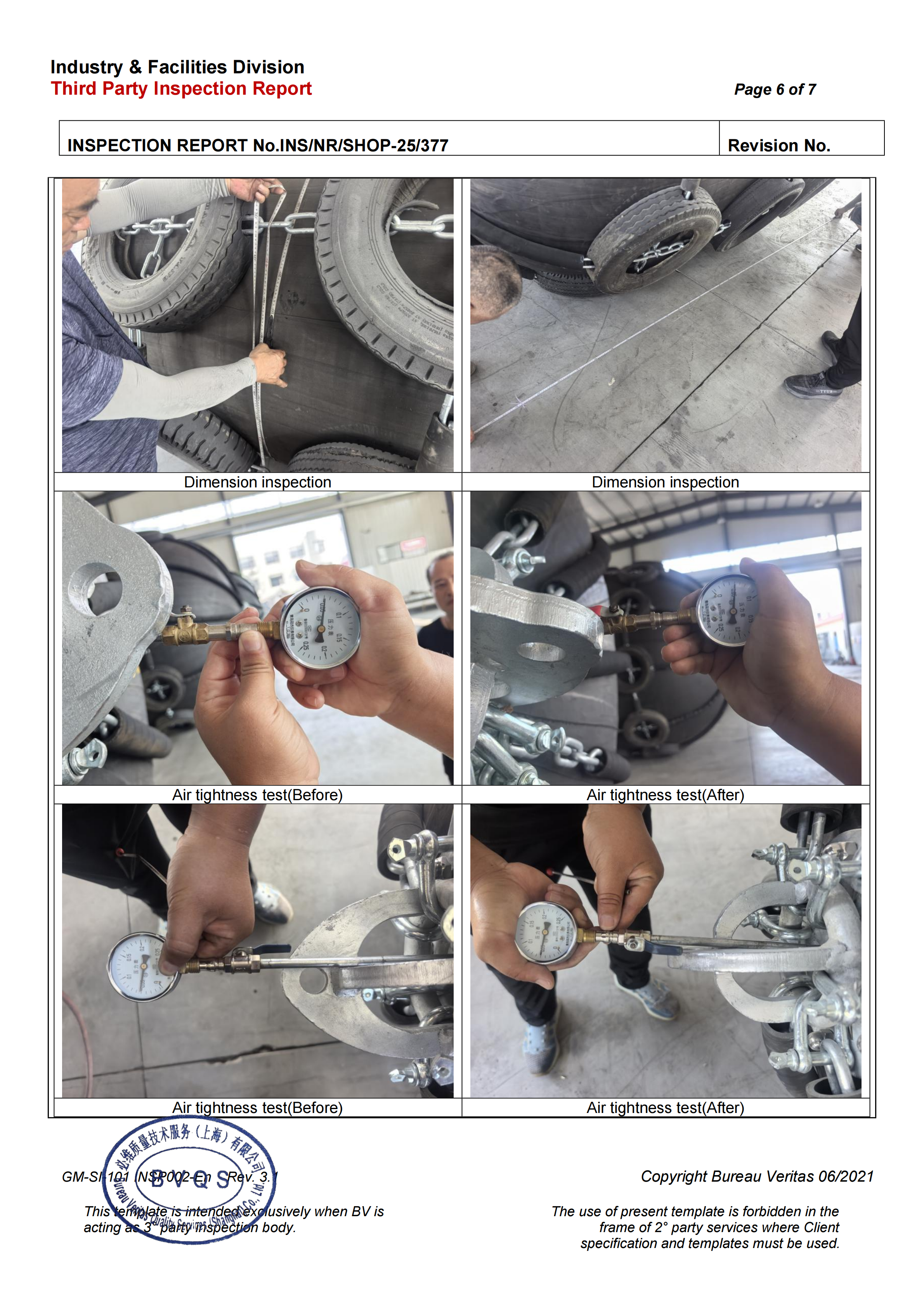 BV for pneumatic fenders