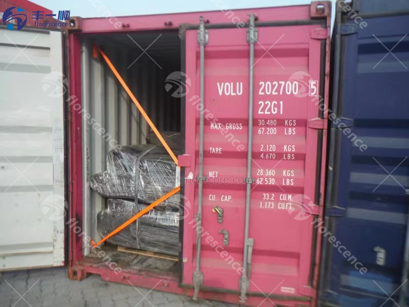Ship launching airbags packed and prepared for export shipment
