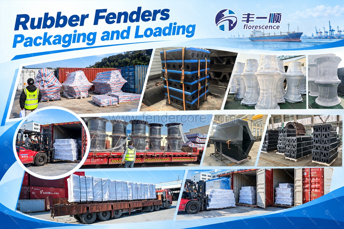 Marine rubber fender export packaging prepared for sea freight