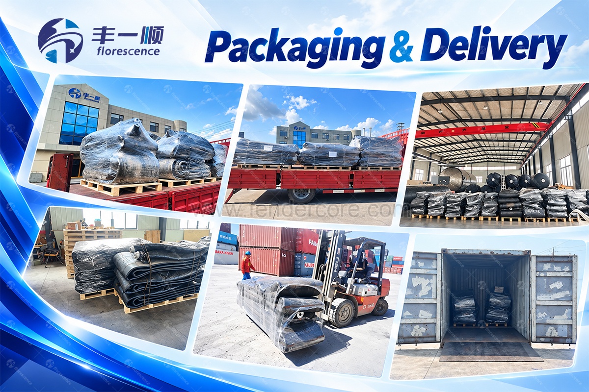 Ship launching airbag package prepared for export delivery