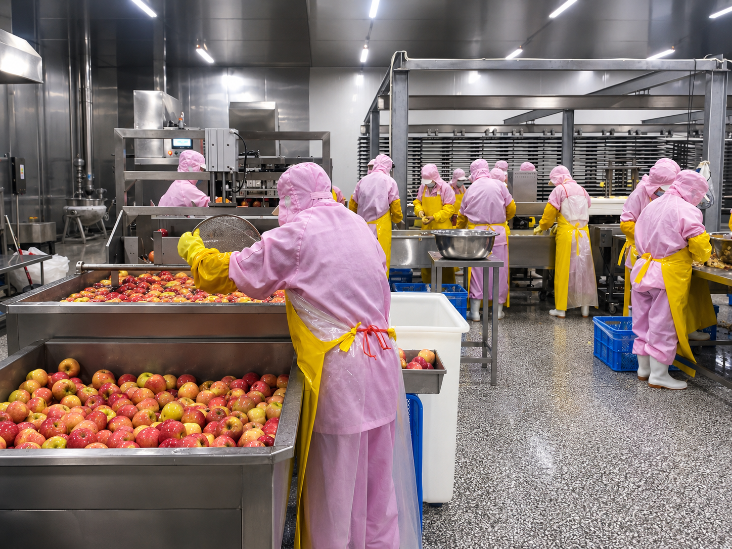 Freeze-dried apple processing workshop for bulk ingredient supply