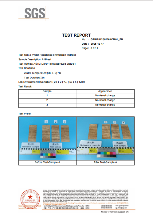 SGS test reports