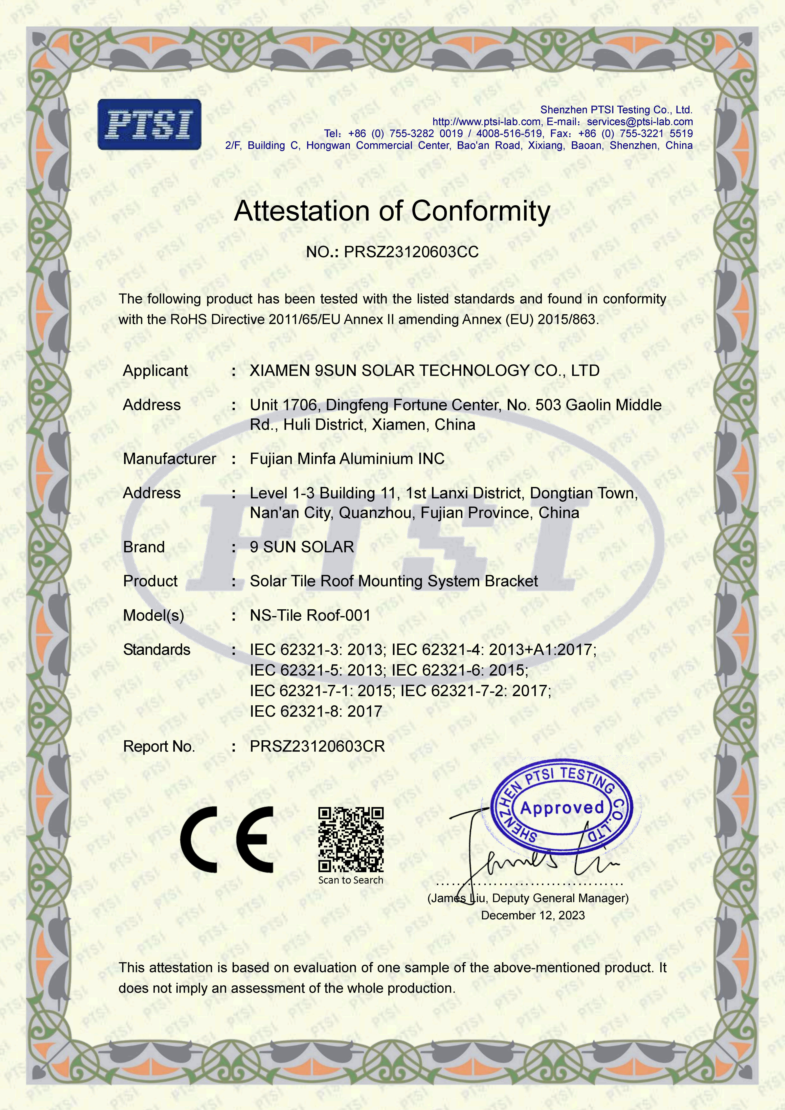 Attestation of Conformity
