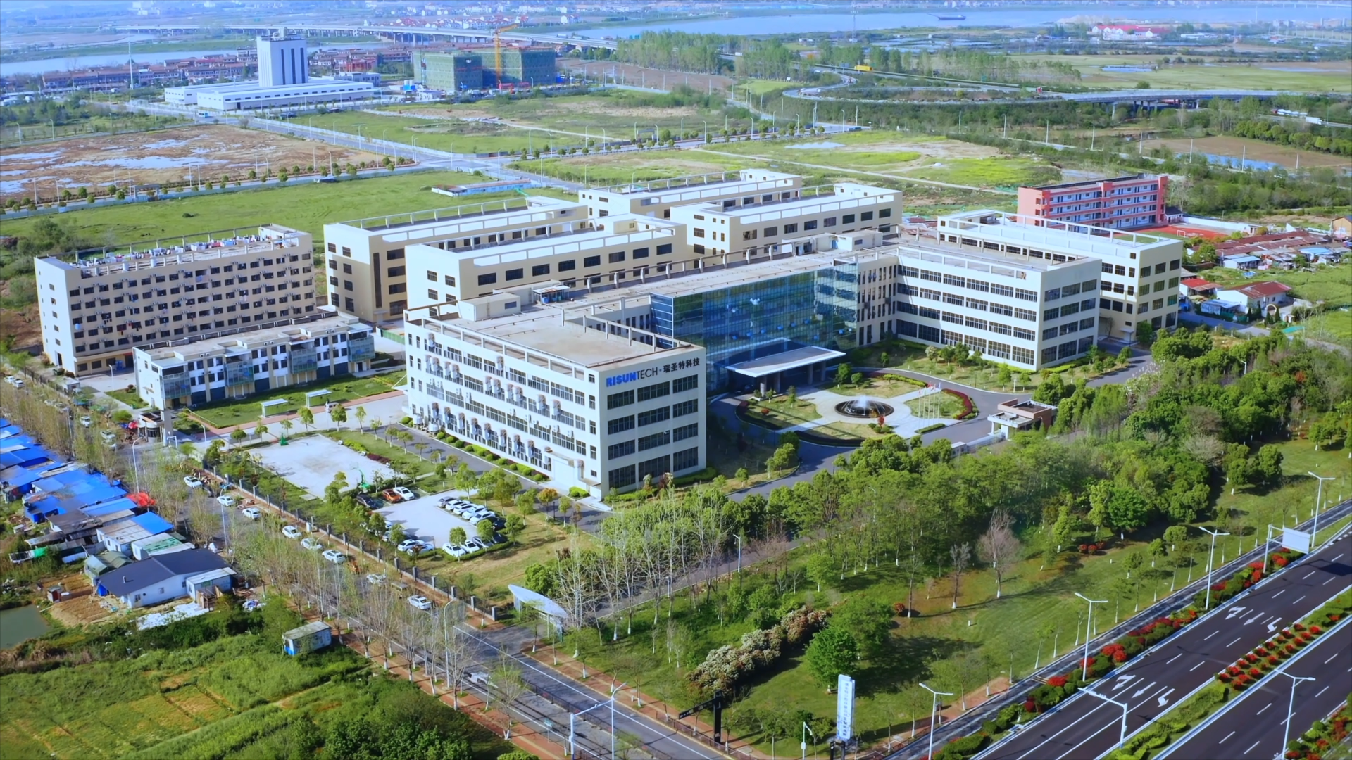 industrial park aerial panorama risuntech manufacturing base