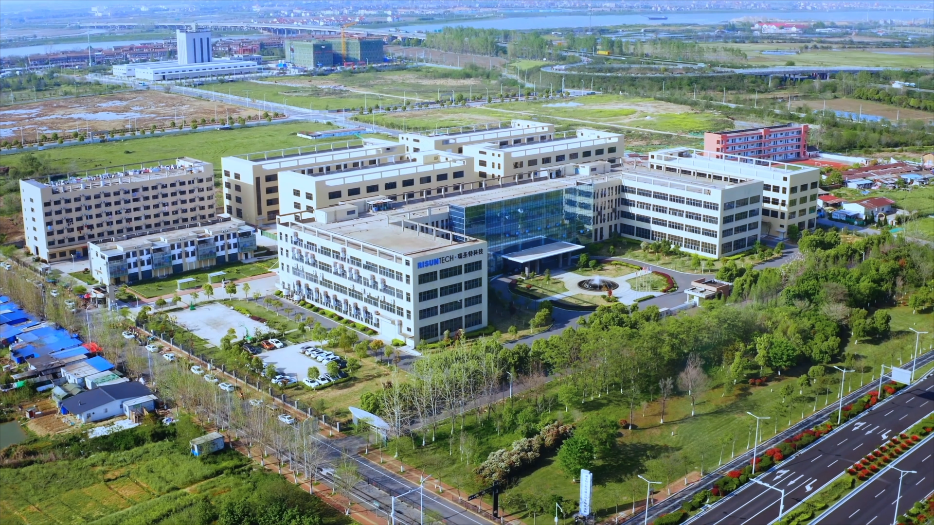industrial park aerial view risuntech manufacturing base photo