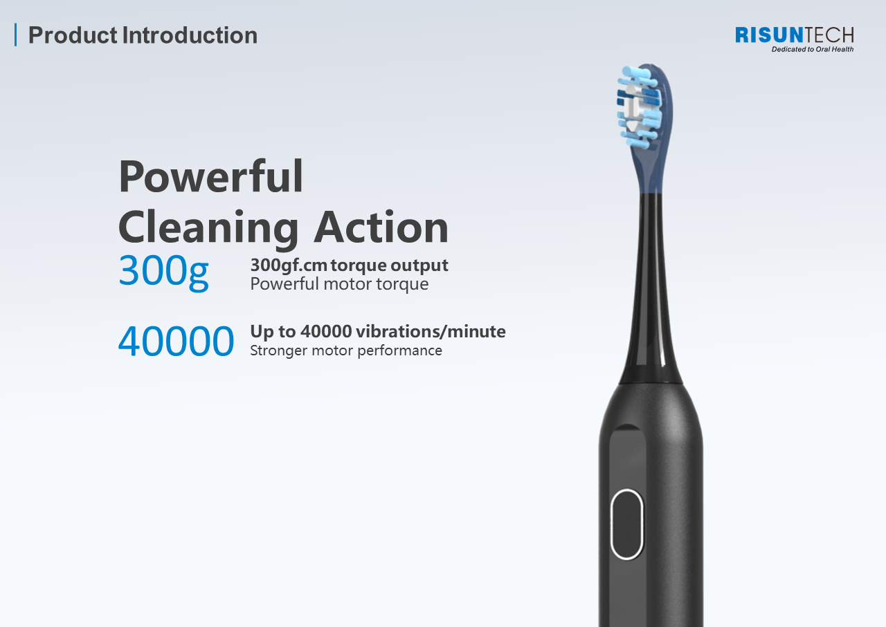 T2407 Dual-Action Sonic Toothbrush with 60° Wide Oscillation & Gum-Protective Brush Head