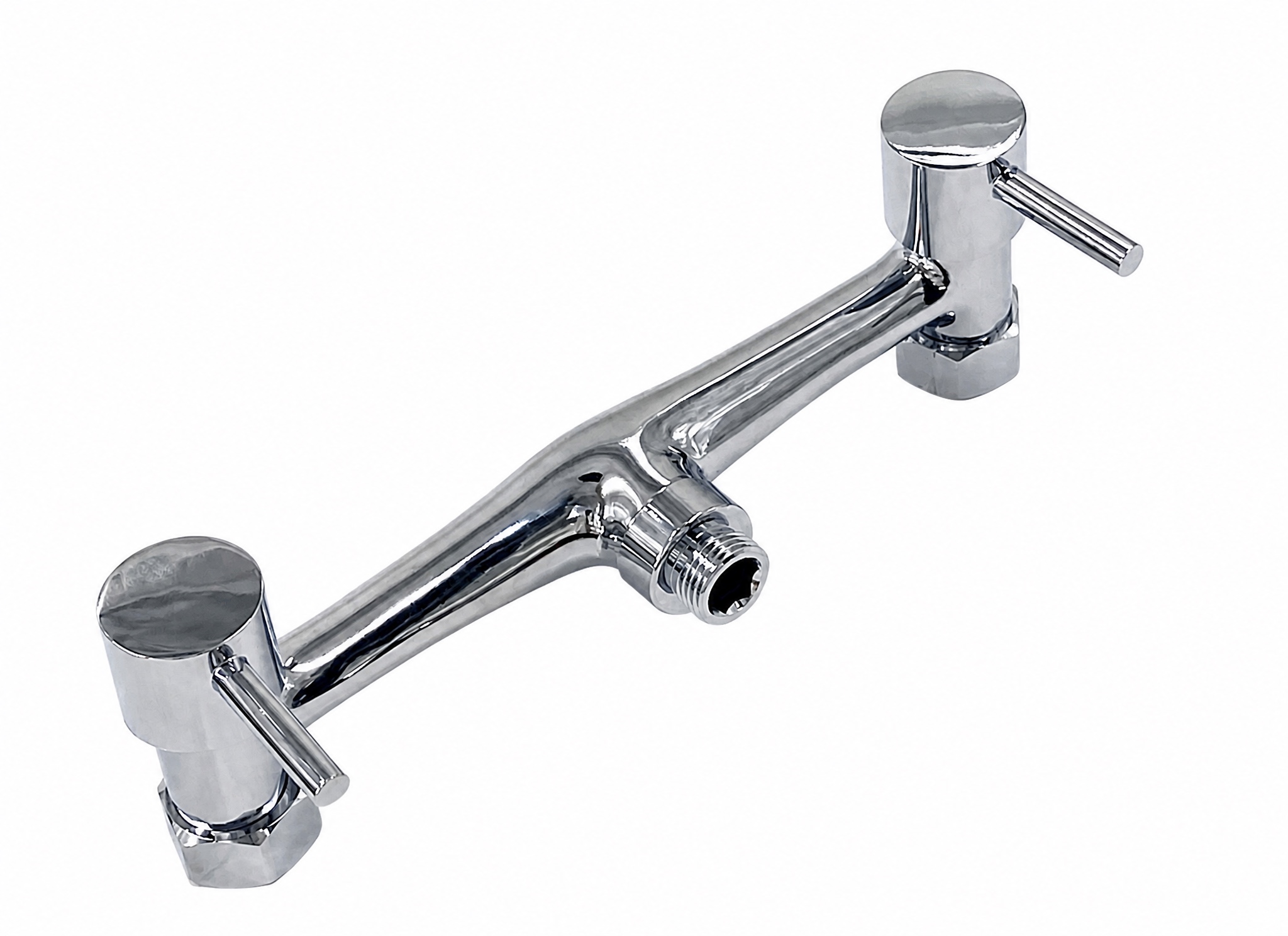 Chrome brass shower mixer 8110-803D front view with dual metal handles