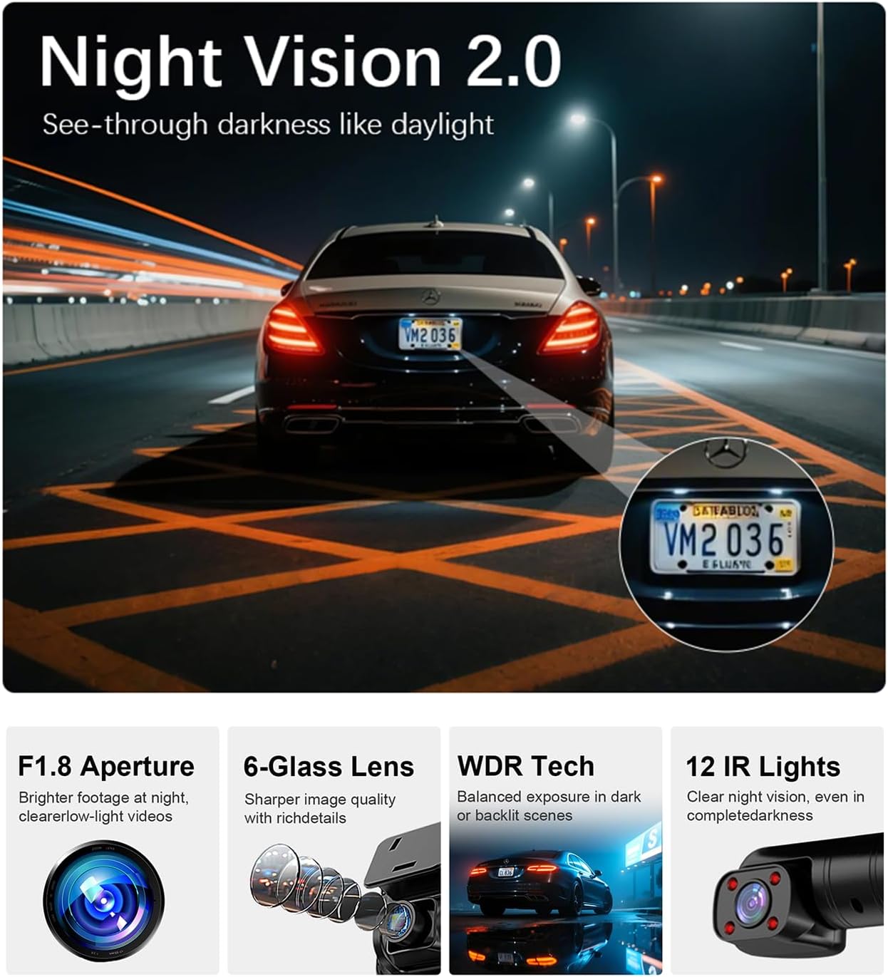 Supper night vision dash cam