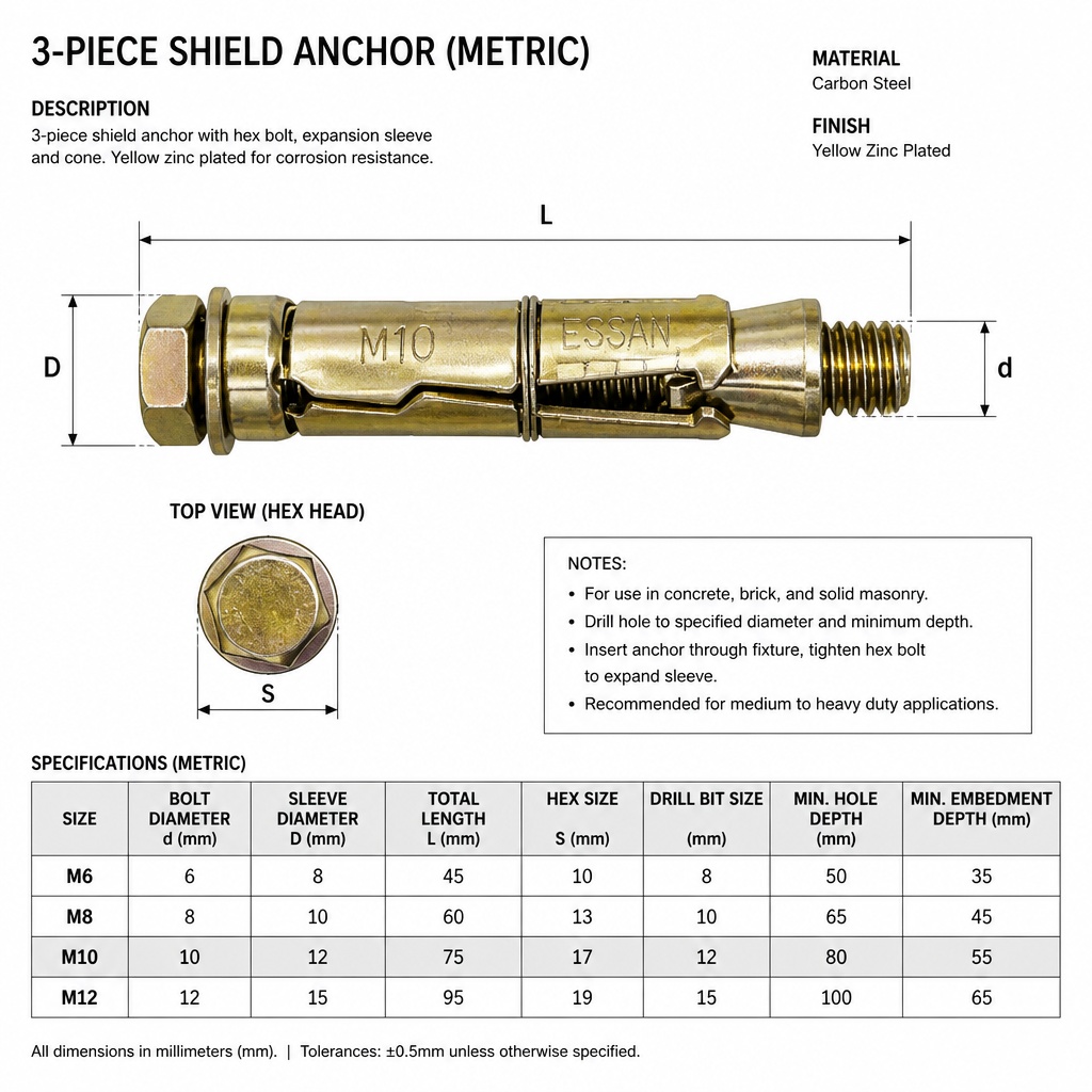 Shield Anchor / 3-pcs 4-pcs Anchor
