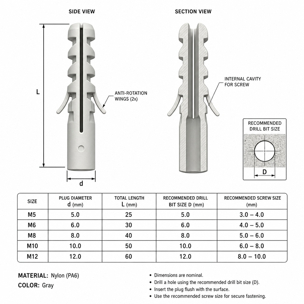 Plastic Expansion Anchor / Wall Plug