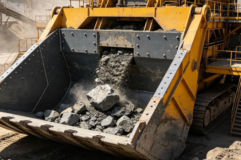 Excavator digging bucket protected with wear resistant steel plate