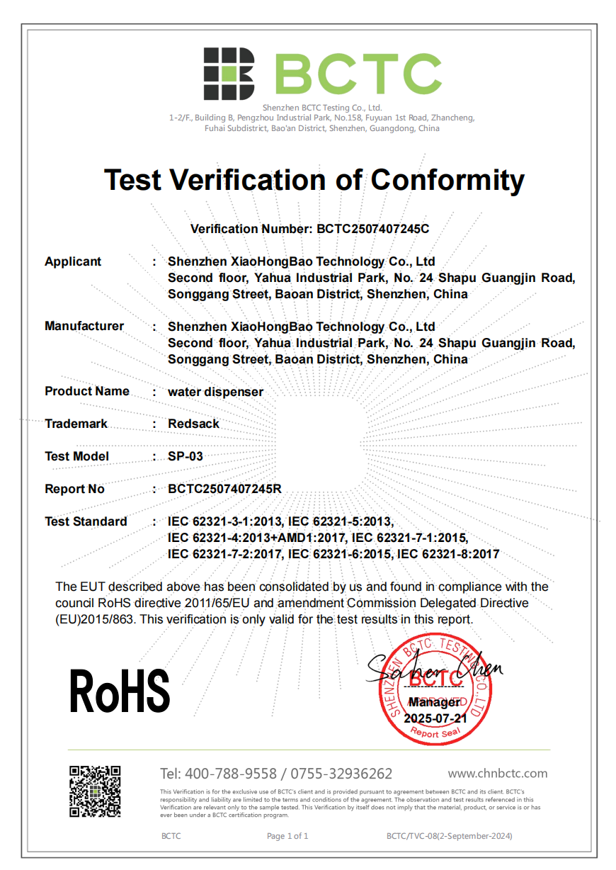 Test Verification of Conformity - RoHS
