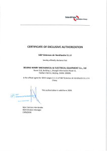 Soler&Palau Certificate of Exclusive Authorization