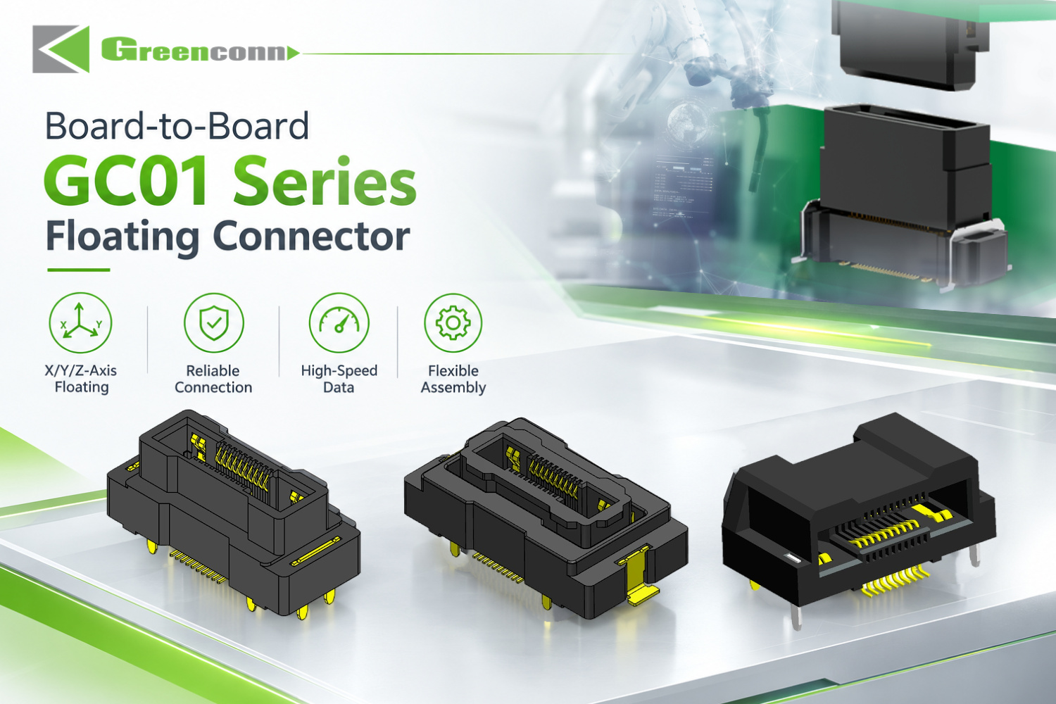 Greenconn GC01 Series floating board-to-board PCB connector