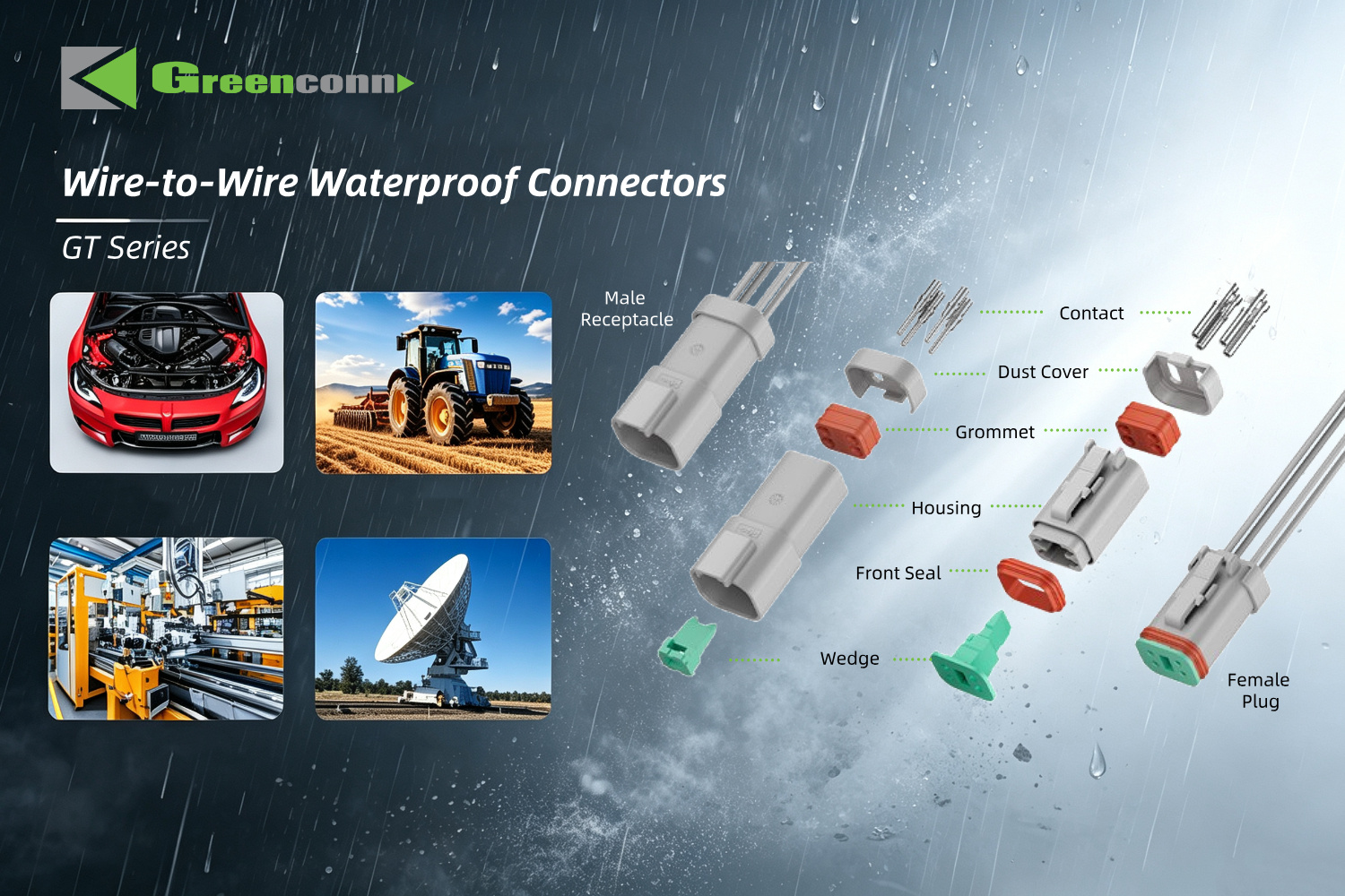 Greenconn GT wire-to-wire waterproof connector