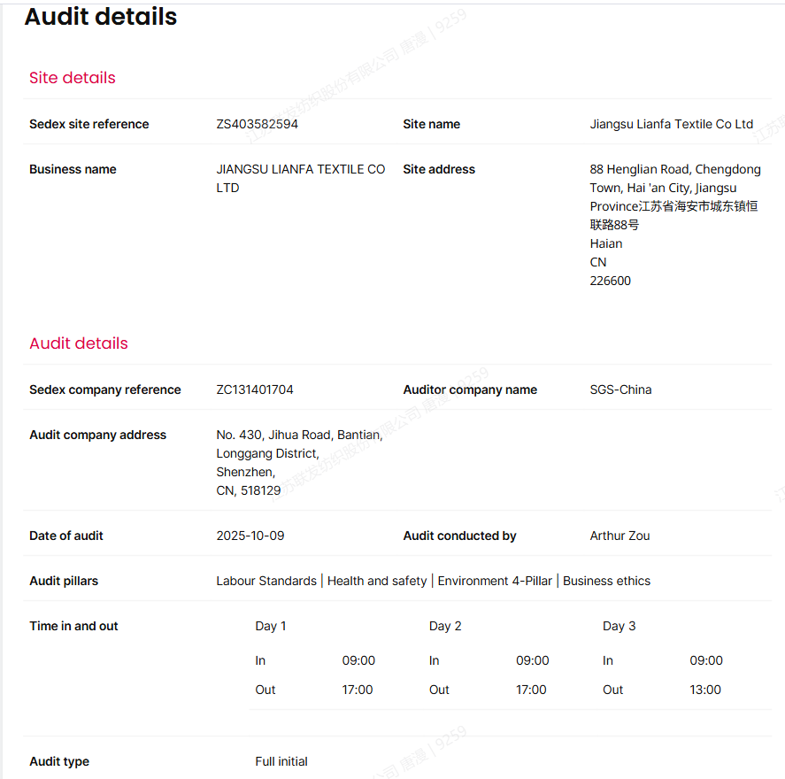 SMETA Audit Report (Sedex Members Ethical Trade Audit)