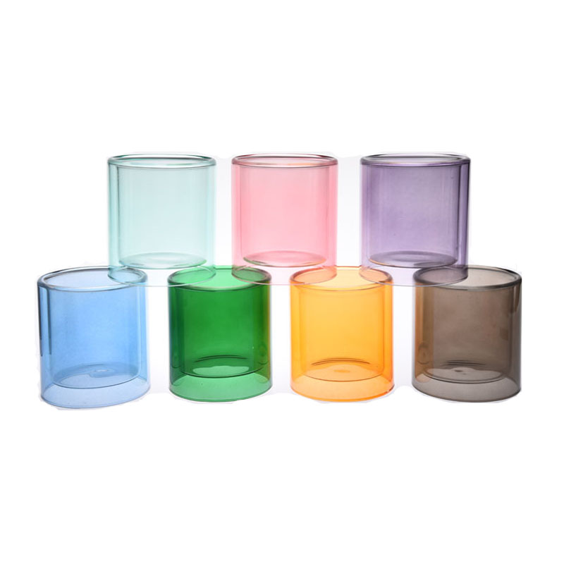 Double layer glass candle jar