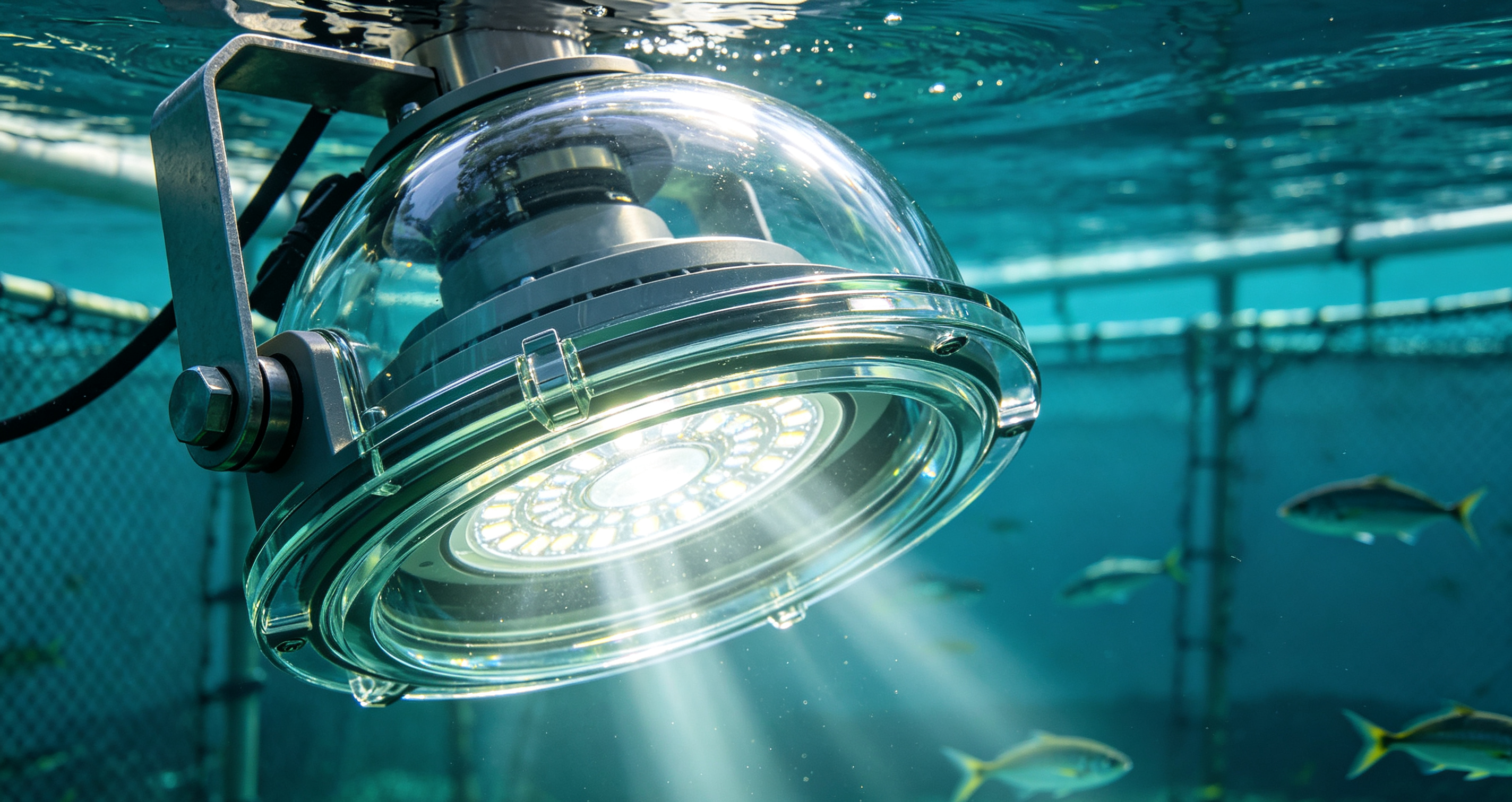 Pressure and sea water resistant glass lamp shades for deep-sea fish farming lighting