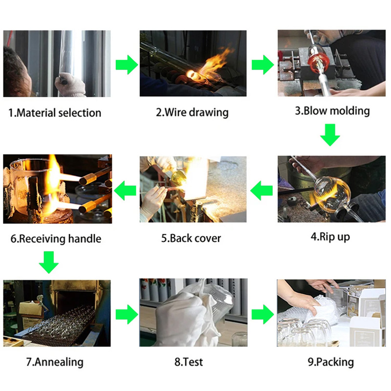 Glassware production process at Yancheng Jingxin Glassware Co., Ltd.