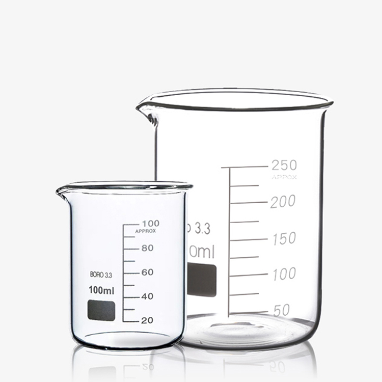 lower glass laboratory beaker
