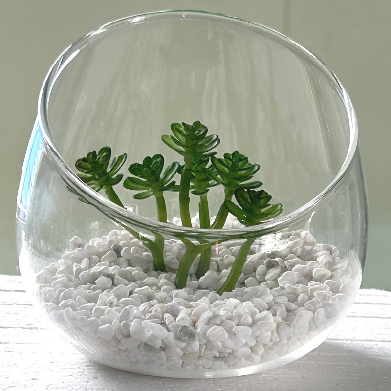 mouth blown clear glass vase