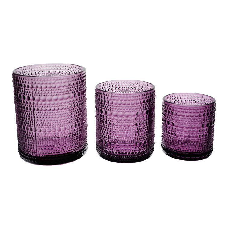 purple glass candle cup