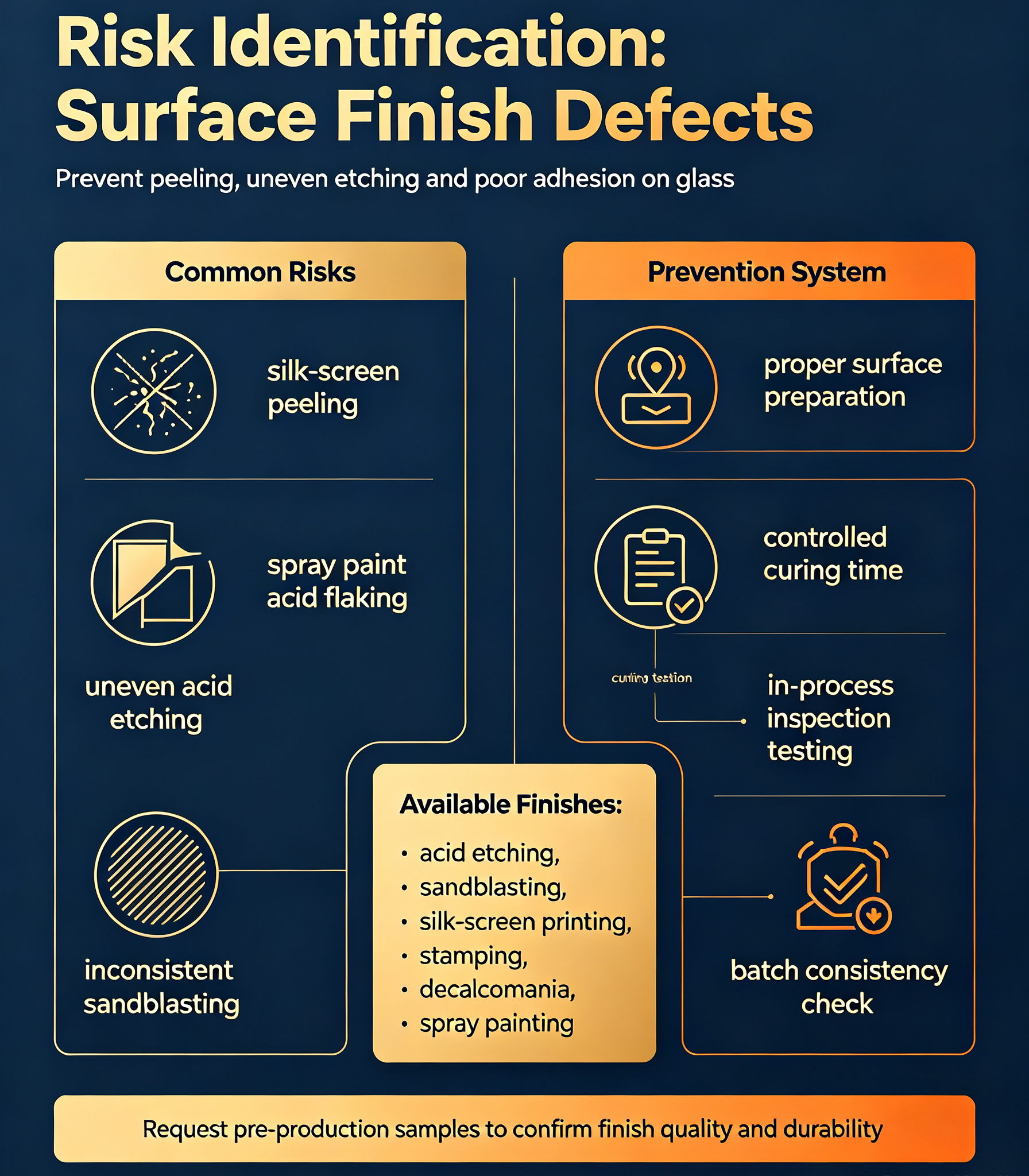 Risk identification diagram for surface finish defects on glass lamp shades