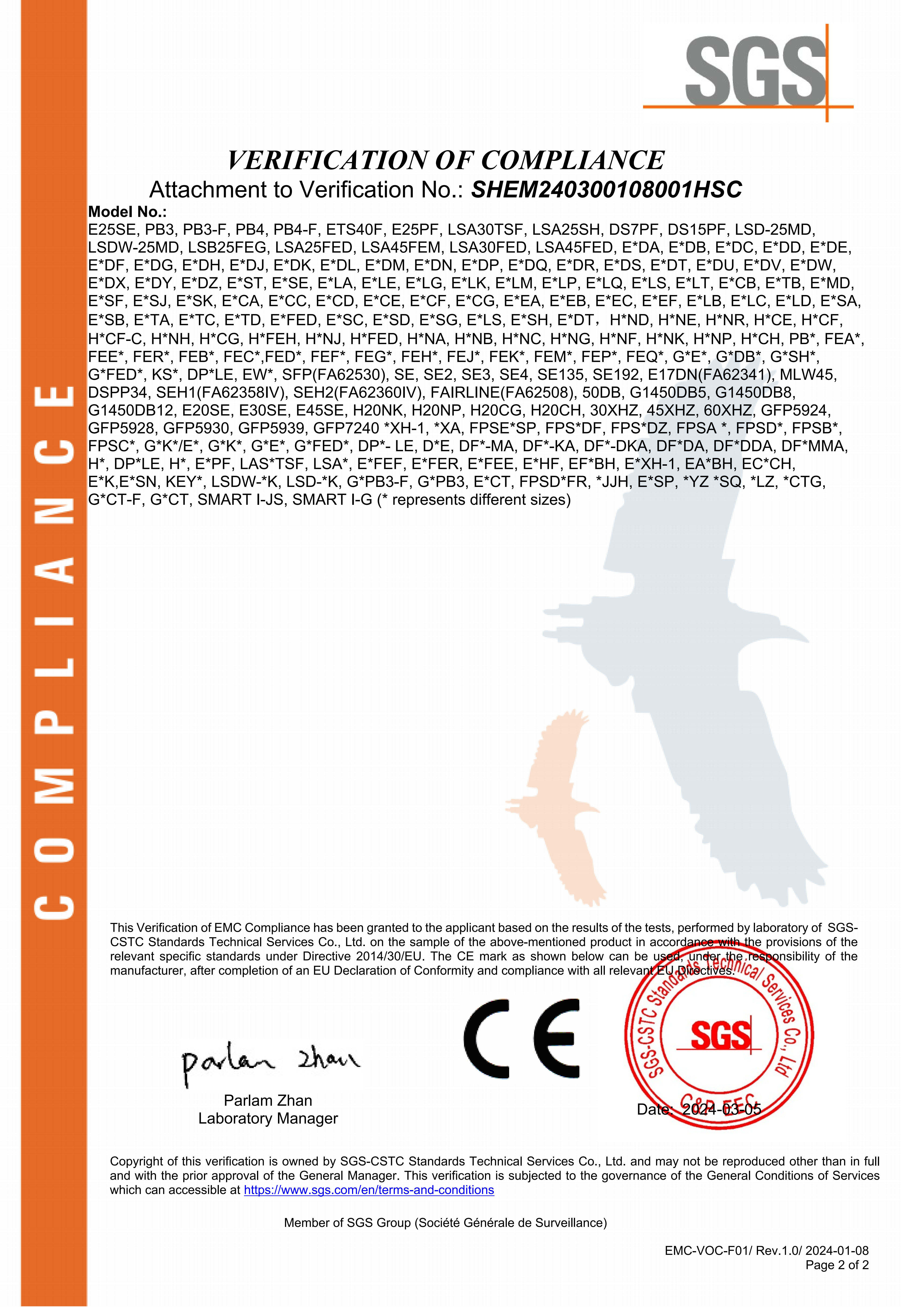 CE EMC Verification of Compliance