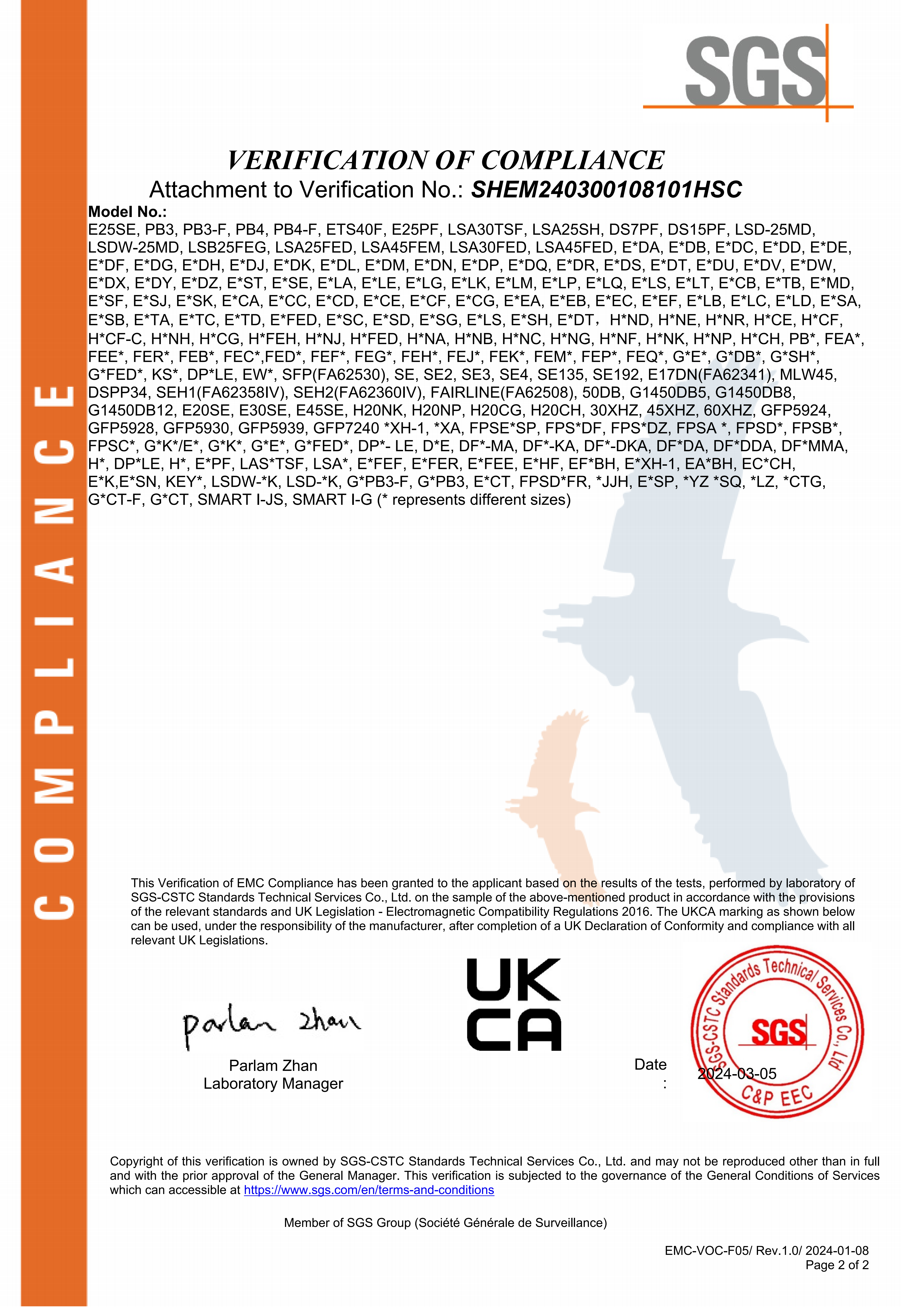 UKCA EMC Verification of Compliance