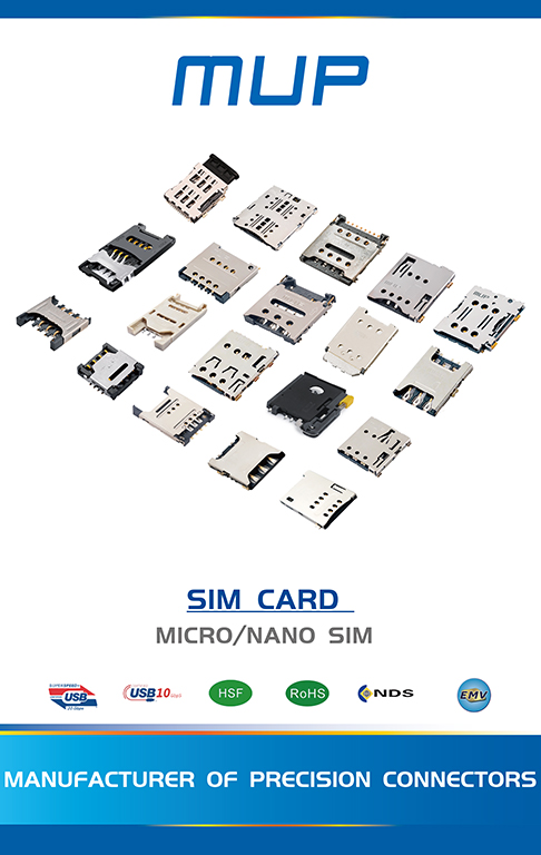 SIM card connector range showing card socket and holder formats used in payment terminals, meters and IoT devices