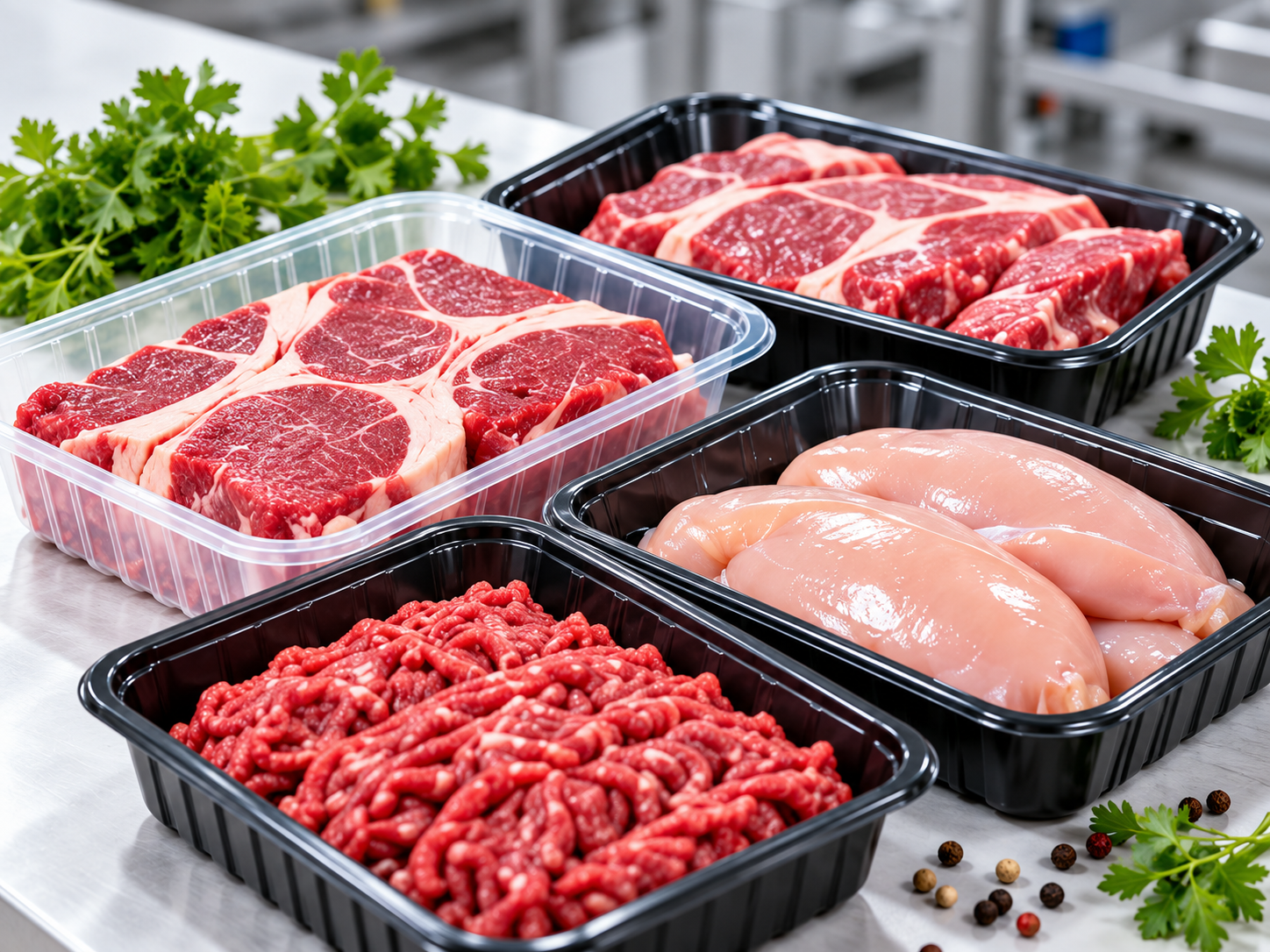 MAP barrier tray with fresh meat