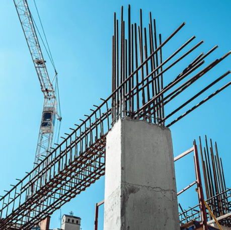 Reinforced concrete construction project using steel pipe for building and infrastructure works